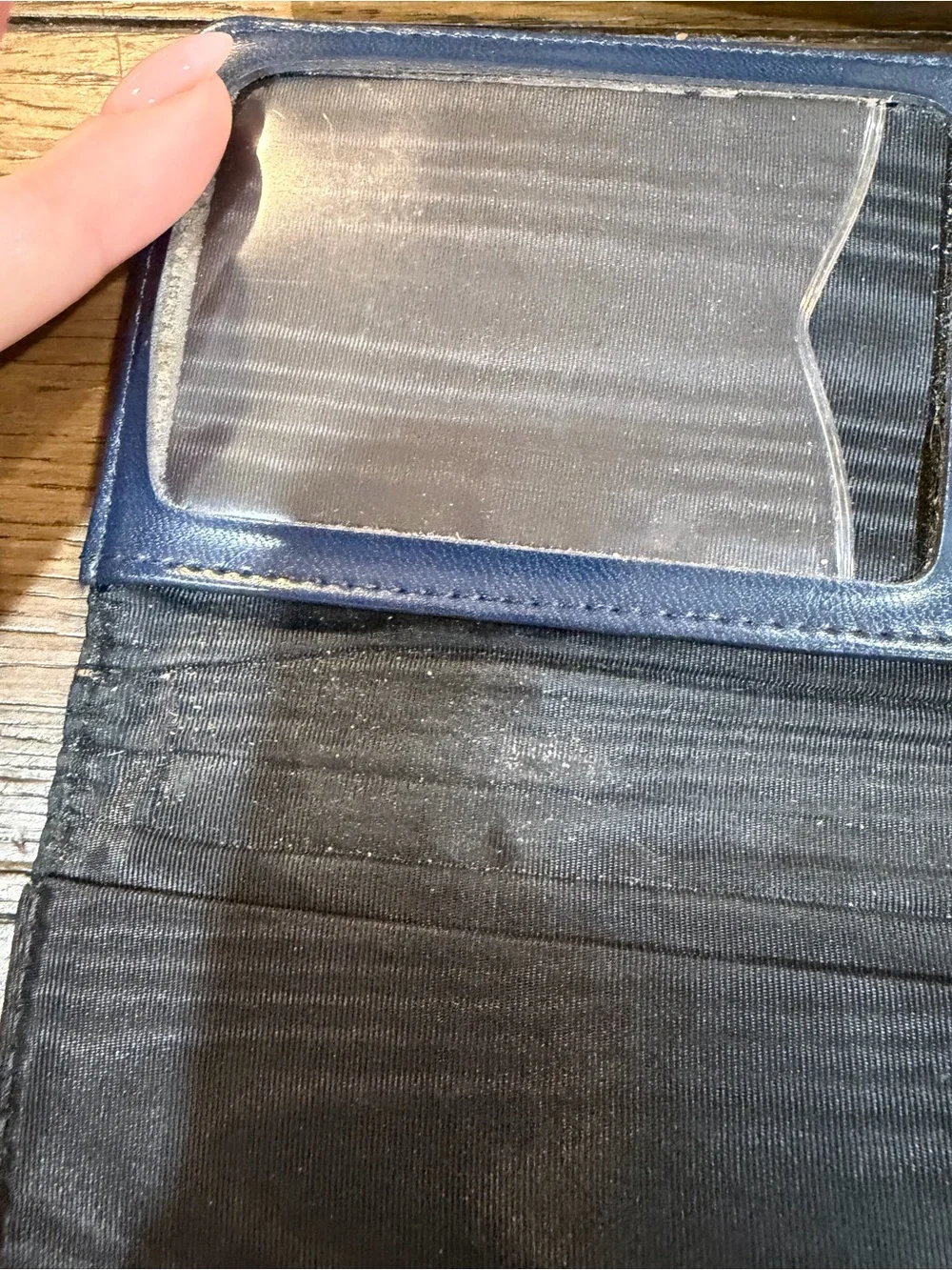 Source Unknown navy leather